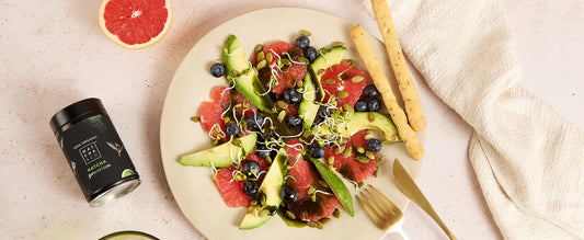 Salade de pamplemousse et vinaigrette au matcha