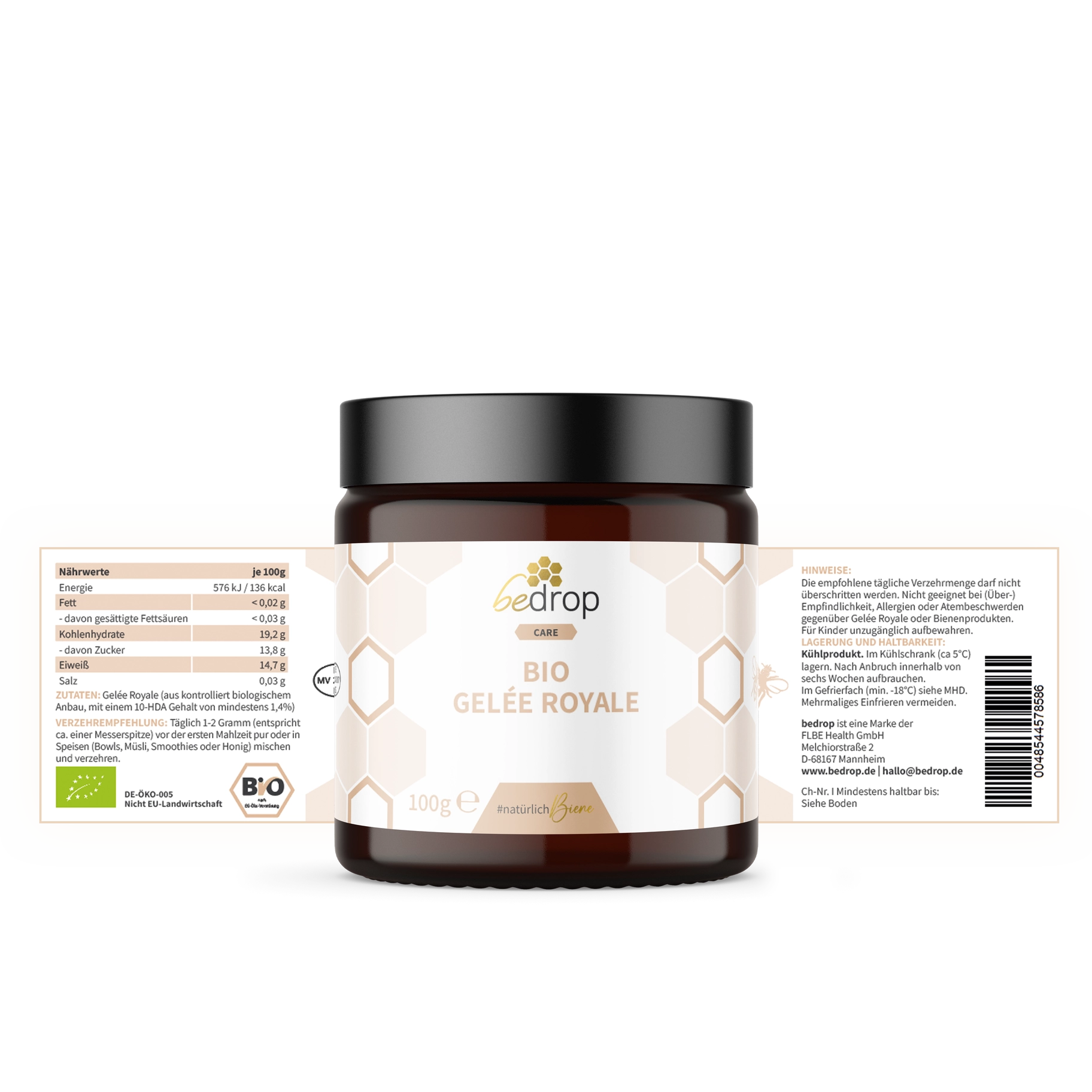 Gelée Royale Bio Fraîche 100g Pure Certifiée Bio - Bedrop