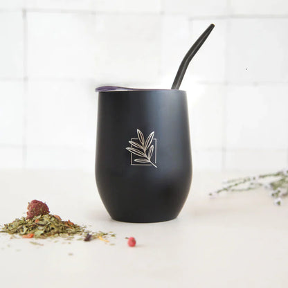 Calabash isolata nera + Bombilla – Elegante accessorio Mate