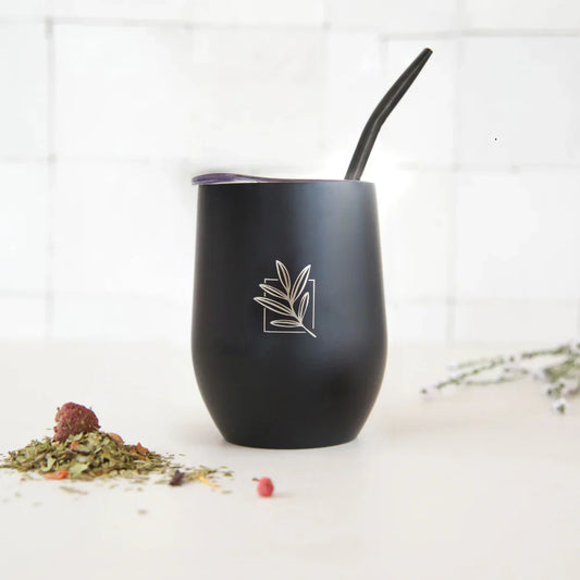 Calabash isolata nera + Bombilla – Elegante accessorio Mate
