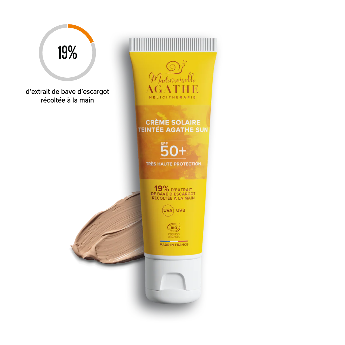 Crème solaire certifiée bio - teintée spf50+ - Mademoiselle Agathe