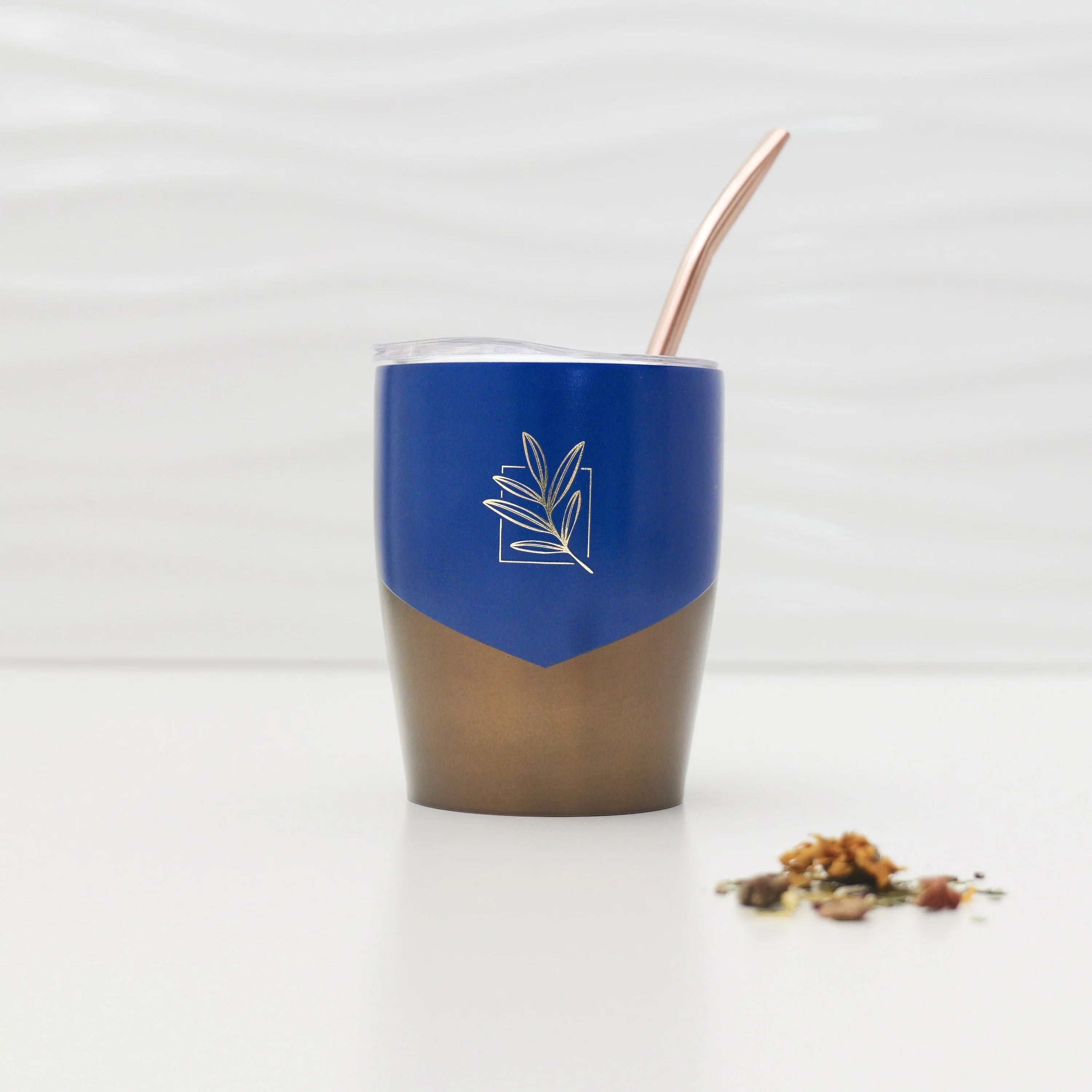 Calebasse isotherme Bleue & Bronze format voyage 25 cl & sa bombilla - Original Maté