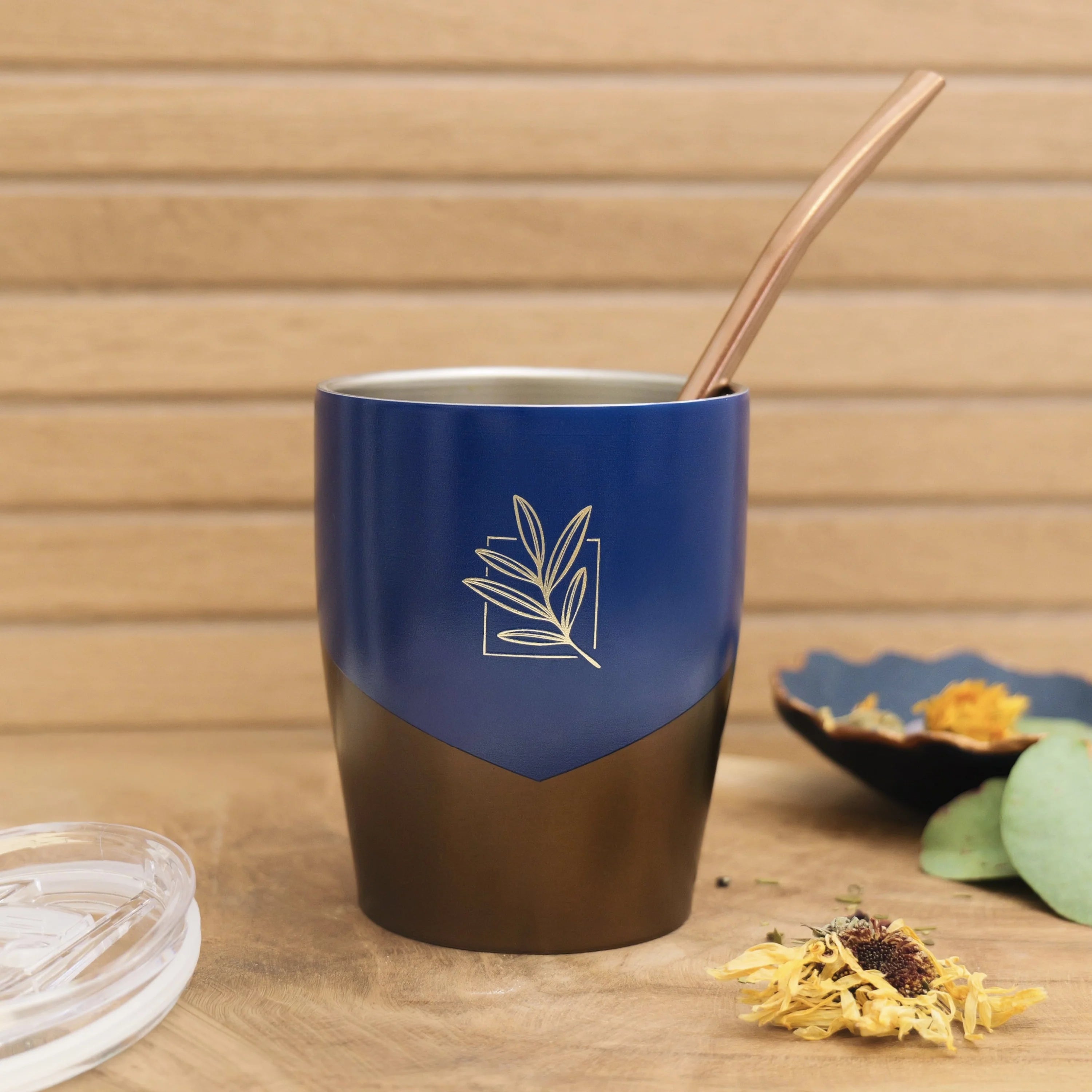 Calebasse isotherme Bleue & Bronze format voyage 25 cl & sa bombilla - Original Maté