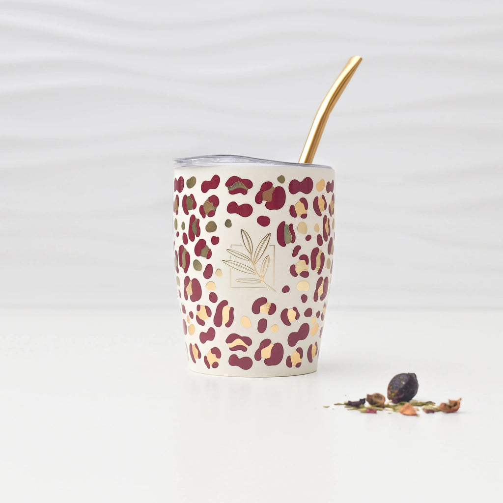 Calebasse isotherme Léopard format voyage 25 cl & sa bombilla - Original Maté