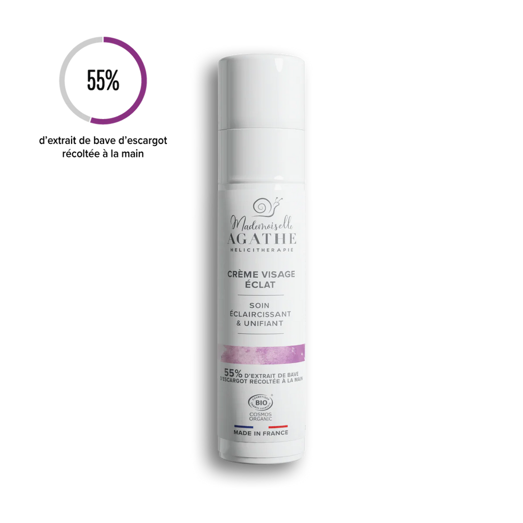 Crème éclat à la bave d'escargot bio - éclaircissant & unifiante - Mademoiselle Agathe