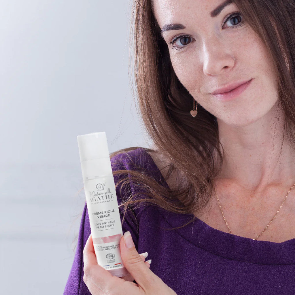 Crème riche visage à la bave d'escargot certifiée bio - anti-âge -Mademoiselle Agathe
