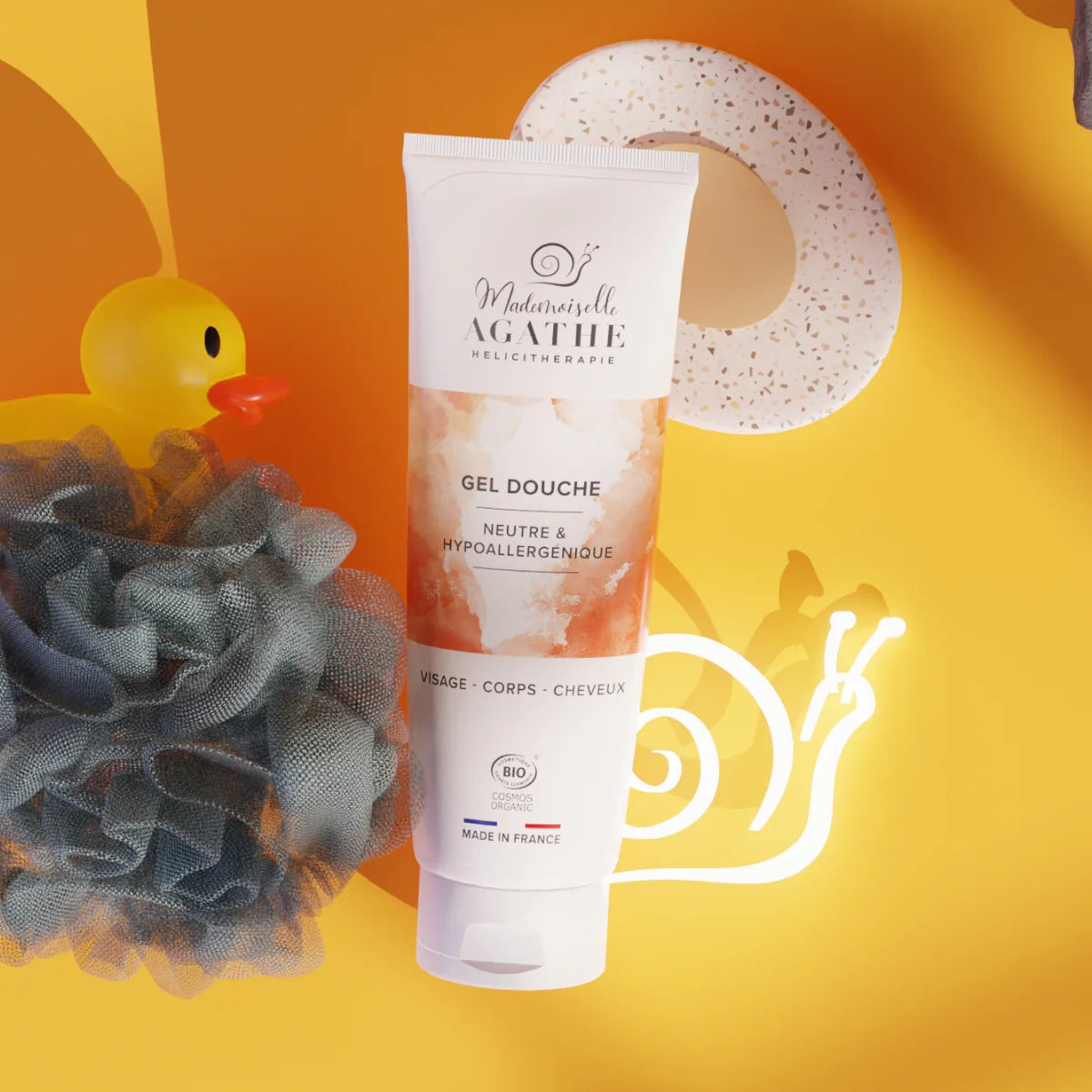 Gel douche à la bave d'escargot bio - pour toute la famille - Mademoiselle Agathe