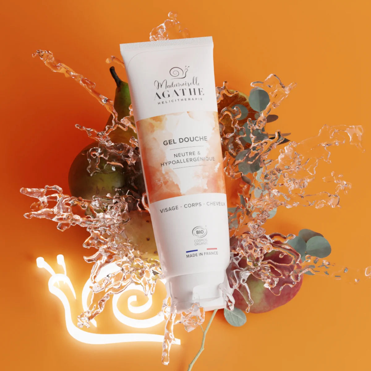 Gel douche à la bave d'escargot bio - pour toute la famille - Mademoiselle Agathe