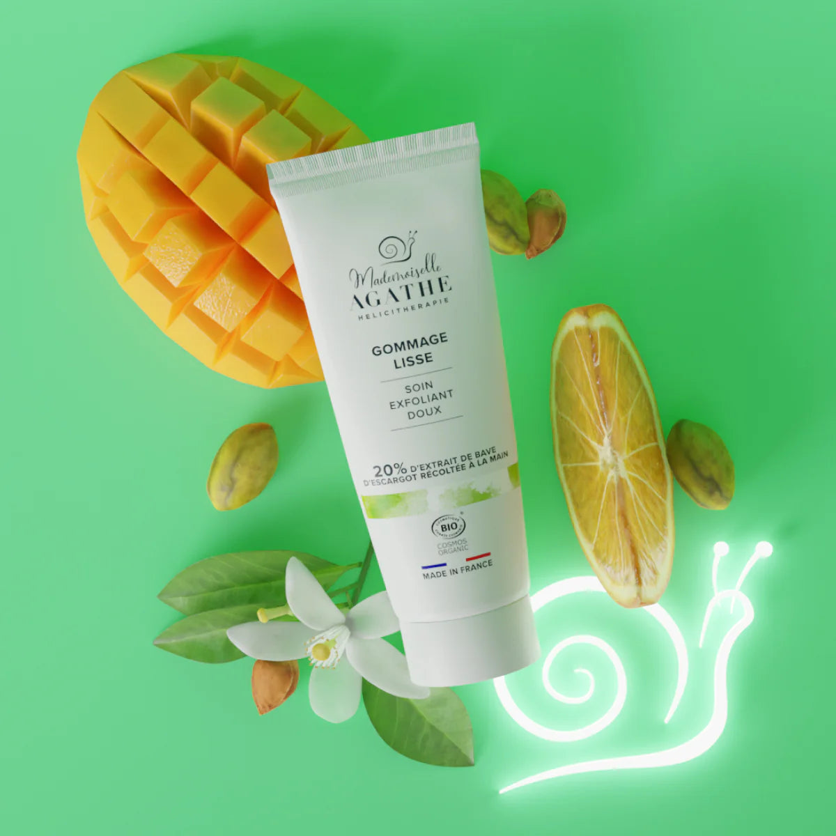 Gommage lisse à la bave d'escargot certifié bio - soin exfoliant doux - Mademoiselle Agathe