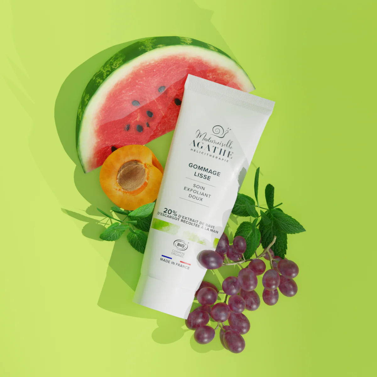 Gommage lisse à la bave d'escargot certifié bio - soin exfoliant doux - Mademoiselle Agathe