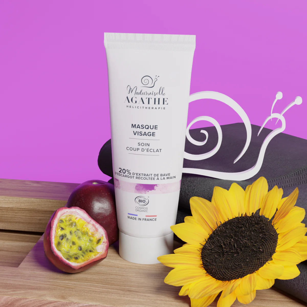 Masque éclat à la bave d'escargot bio - éclaircissant & unifiant - Mademoiselle Agathe