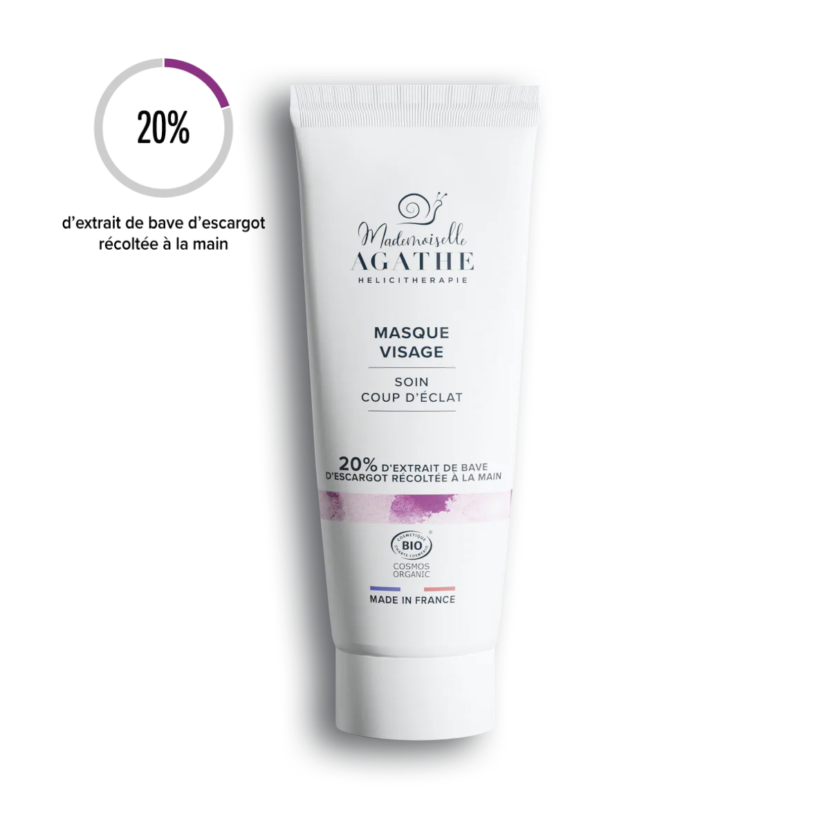 Masque éclat à la bave d'escargot bio - éclaircissant & unifiant - Mademoiselle Agathe