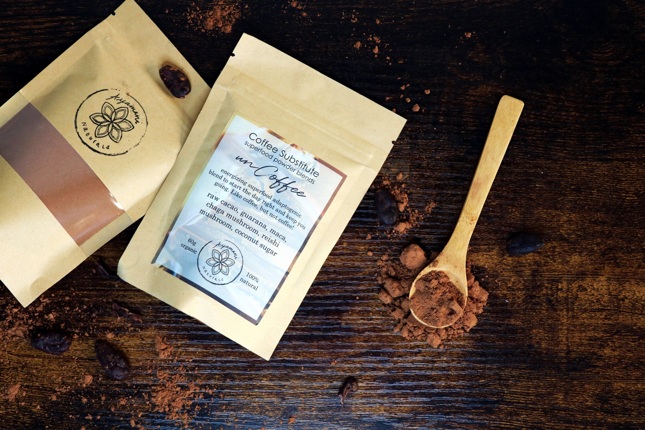 Cacao adaptogène Uncoffee avec guarana et champignons 60g - Ayamani Naturals