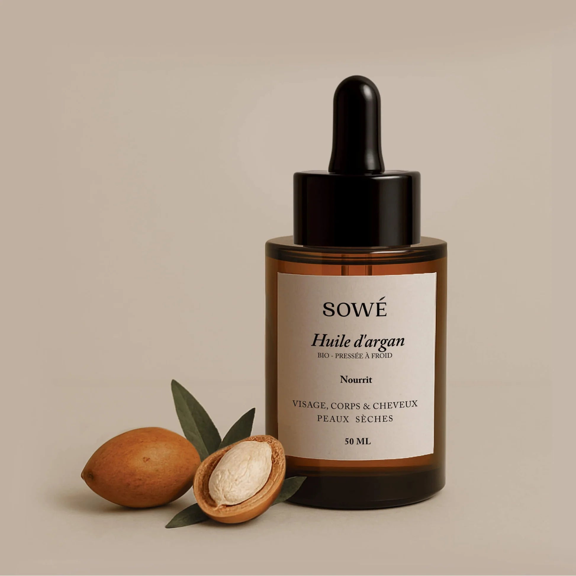 Huile d'argan BIO pressée à froid - pour le corps et cheveux - SOWÉ