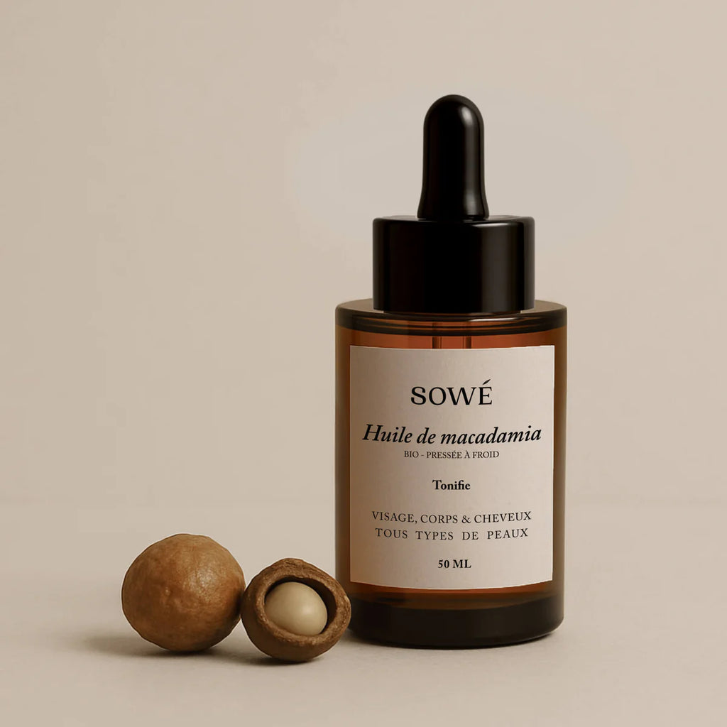 Huile de macadamia BIO pressée à froid - Pour le corps et cheveux - SOWÉ