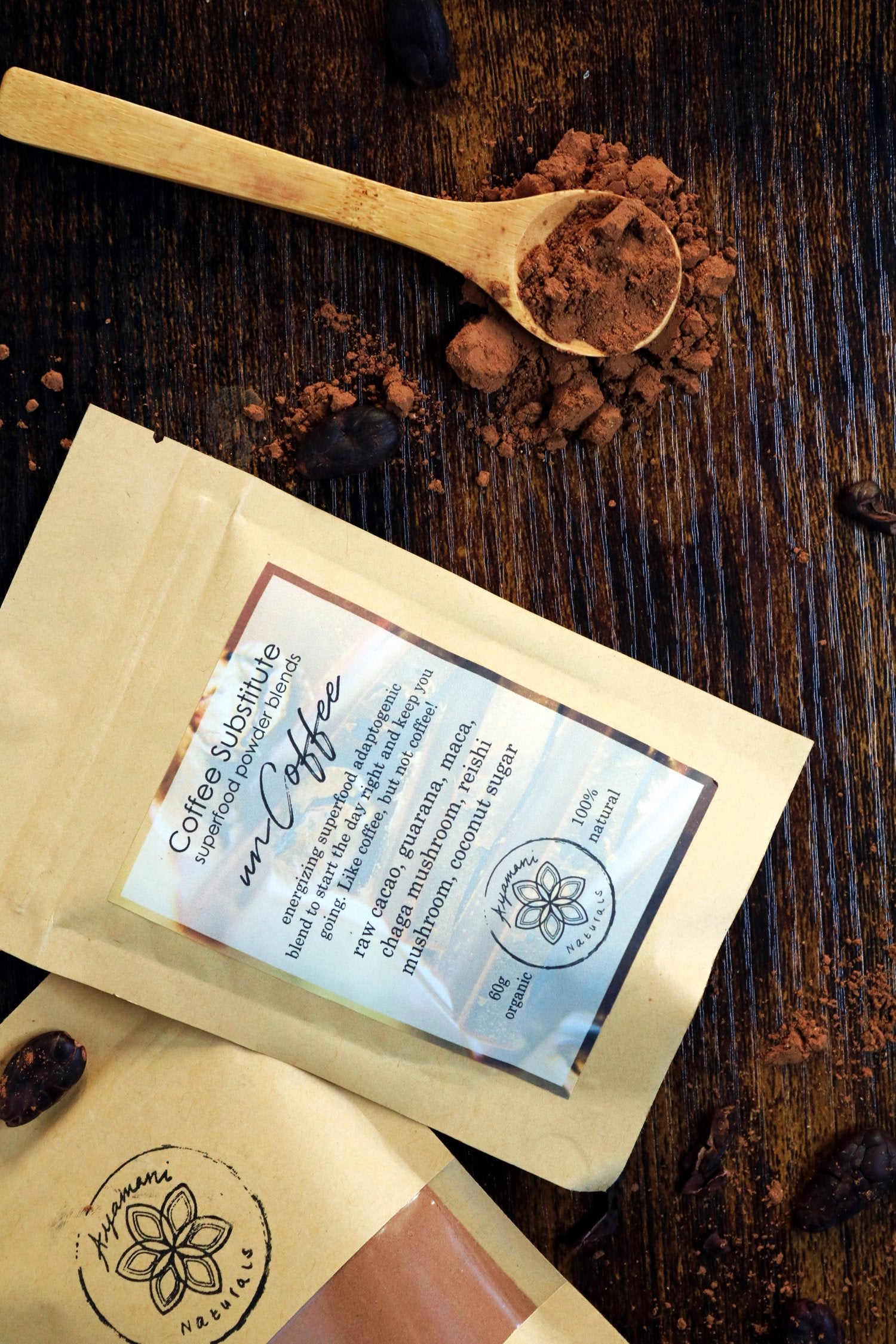 Cacao adaptogène Uncoffee avec guarana et champignons 60g - Ayamani Naturals